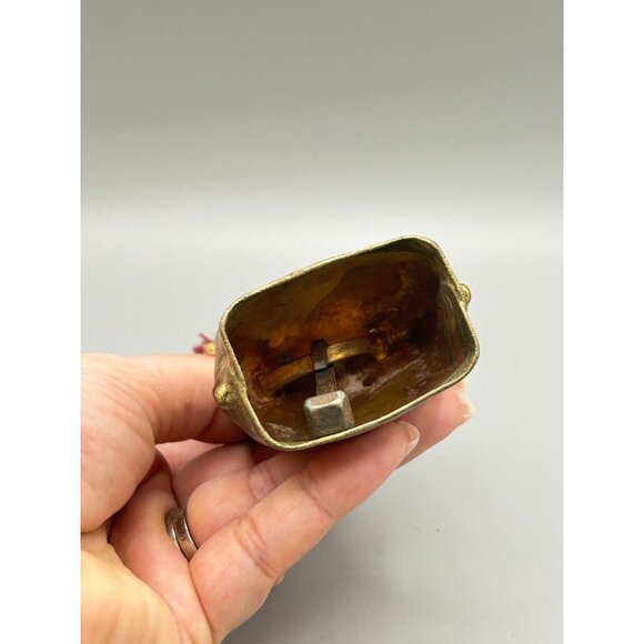 Vintage Primitive Brass Cowbells One with Leather Straps One Hand Painted - Picture 6 of 8